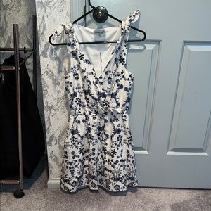 Floral White and Blue Dress